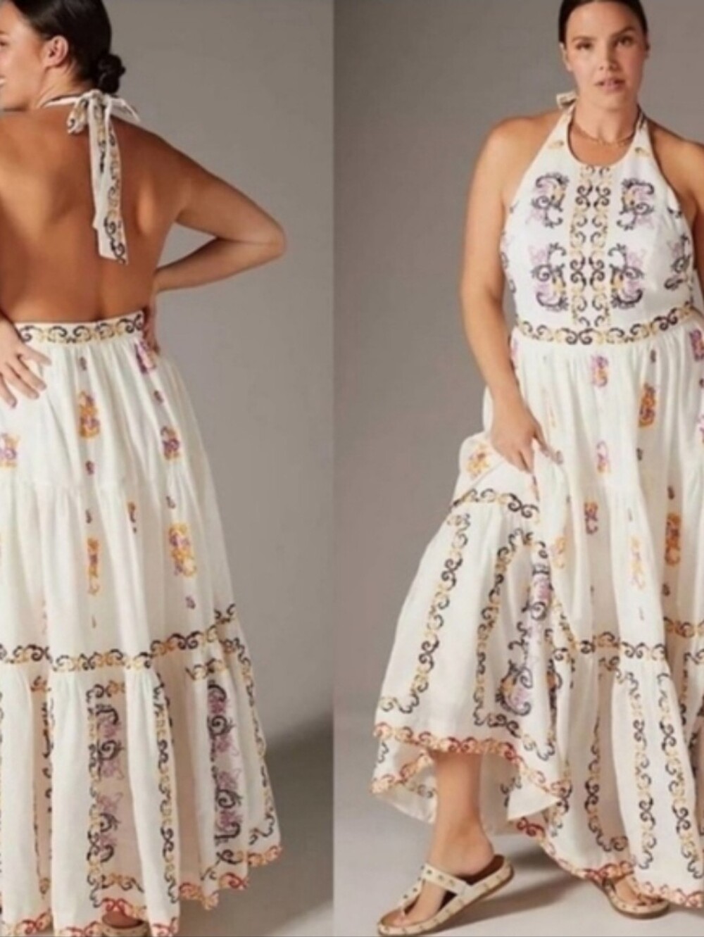 NWT Anthropologie The Somerset Maxi Dress Halter Edition Embroidered White 12